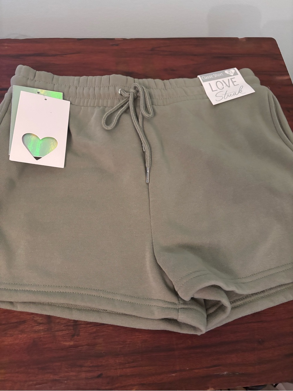 Love Streak Olive Drawstring Athletic Shorts for Women XL